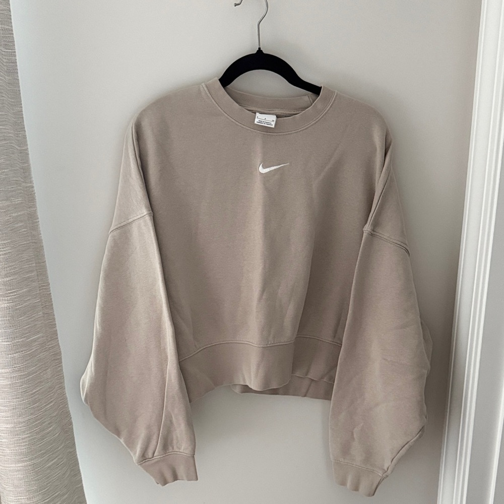 Nike Taupe Cropped Sweatshirt